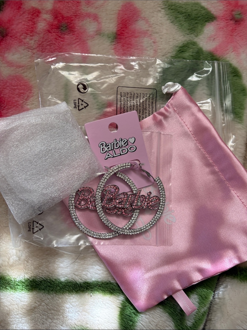 ALDO Barbie Pink Rhinestone Hoop Earrings - Picture 1 of 3